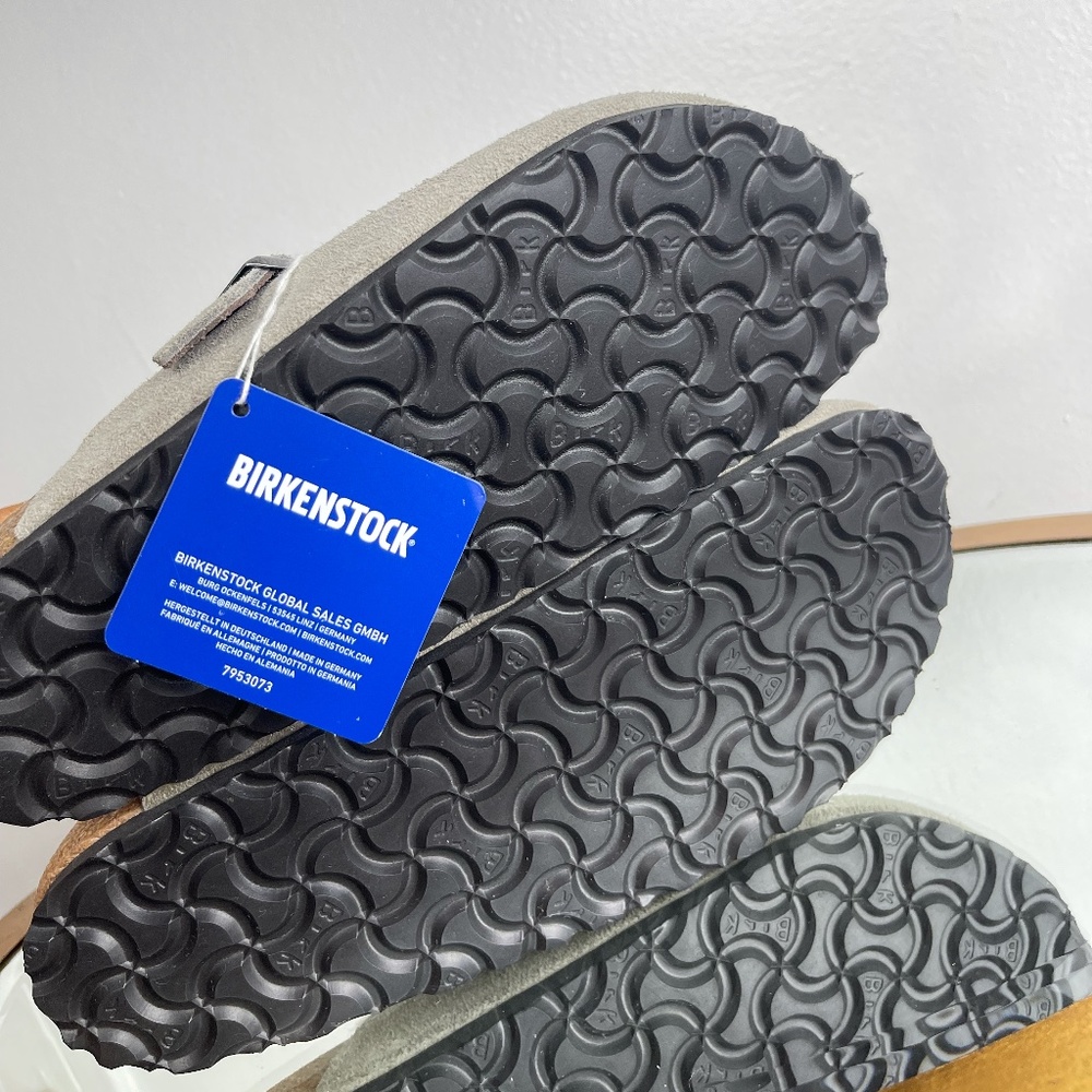 BIRKENSTOCK Boston Genuine Shearling Lined Clog in Stone Coin Suede Size 7-7.5US - Picture 10 of 16